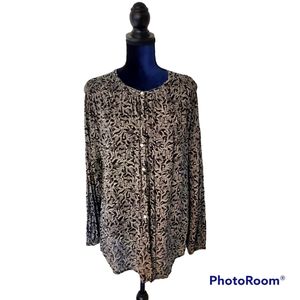 132. Old Navy Black and White Floral Button Down